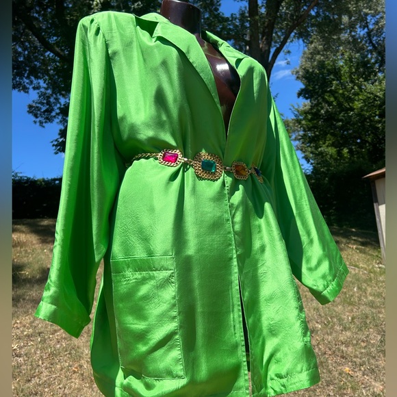 100% Silk Roamans Pretty Green Light Weight Duster Jacket - Picture 6 of 9